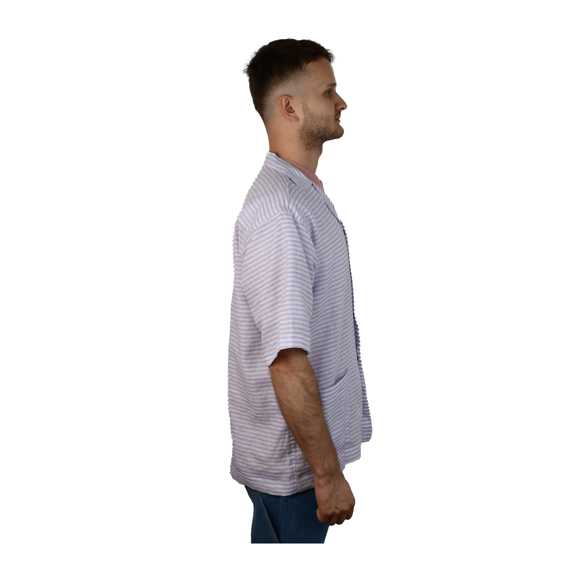 White/Purple Linen Shirt - ANTON HOJDA | Official Store