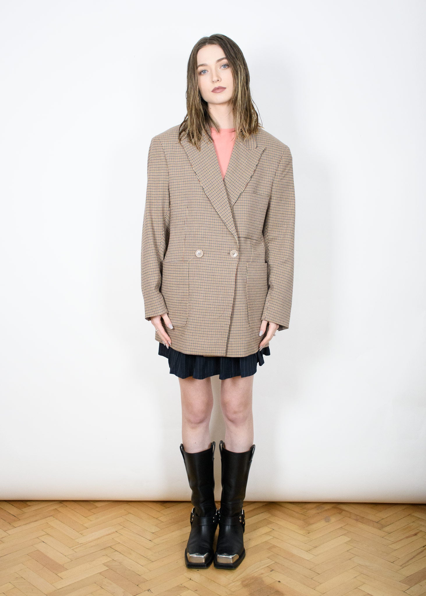 Plaid Wool Blend Blazer