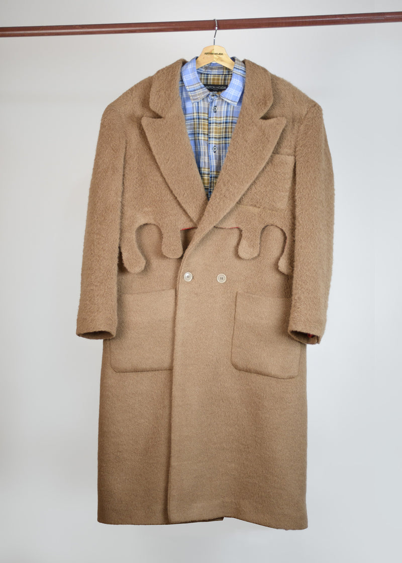 Double-Breasted Wool Blend Coat