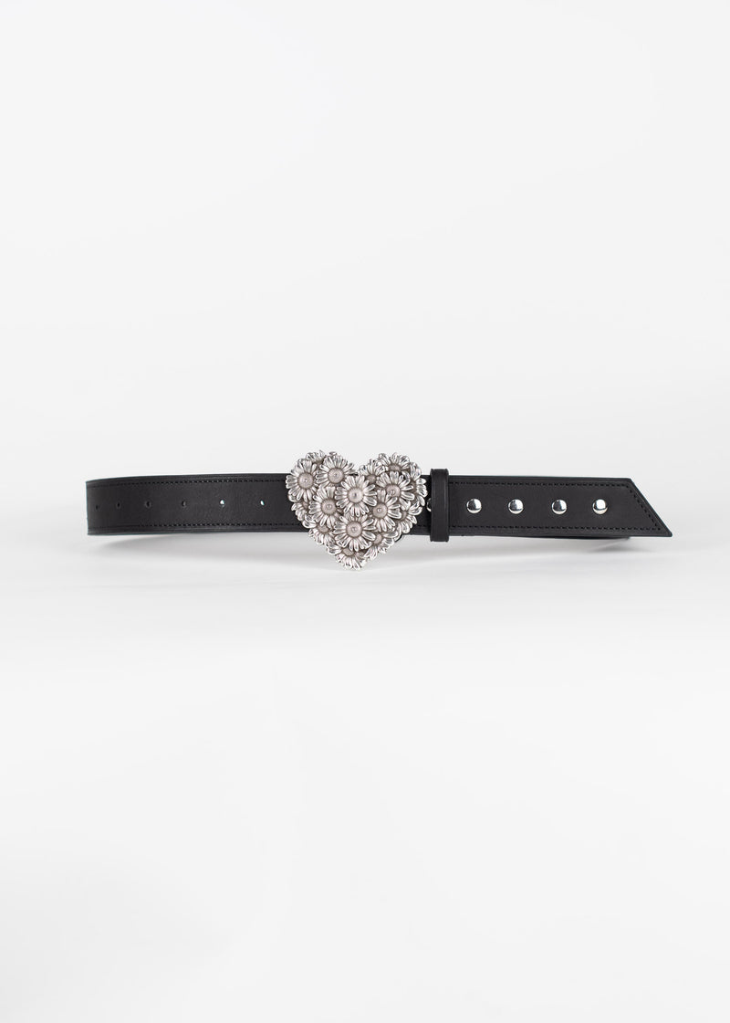 Daisy Heart Leather Belt
