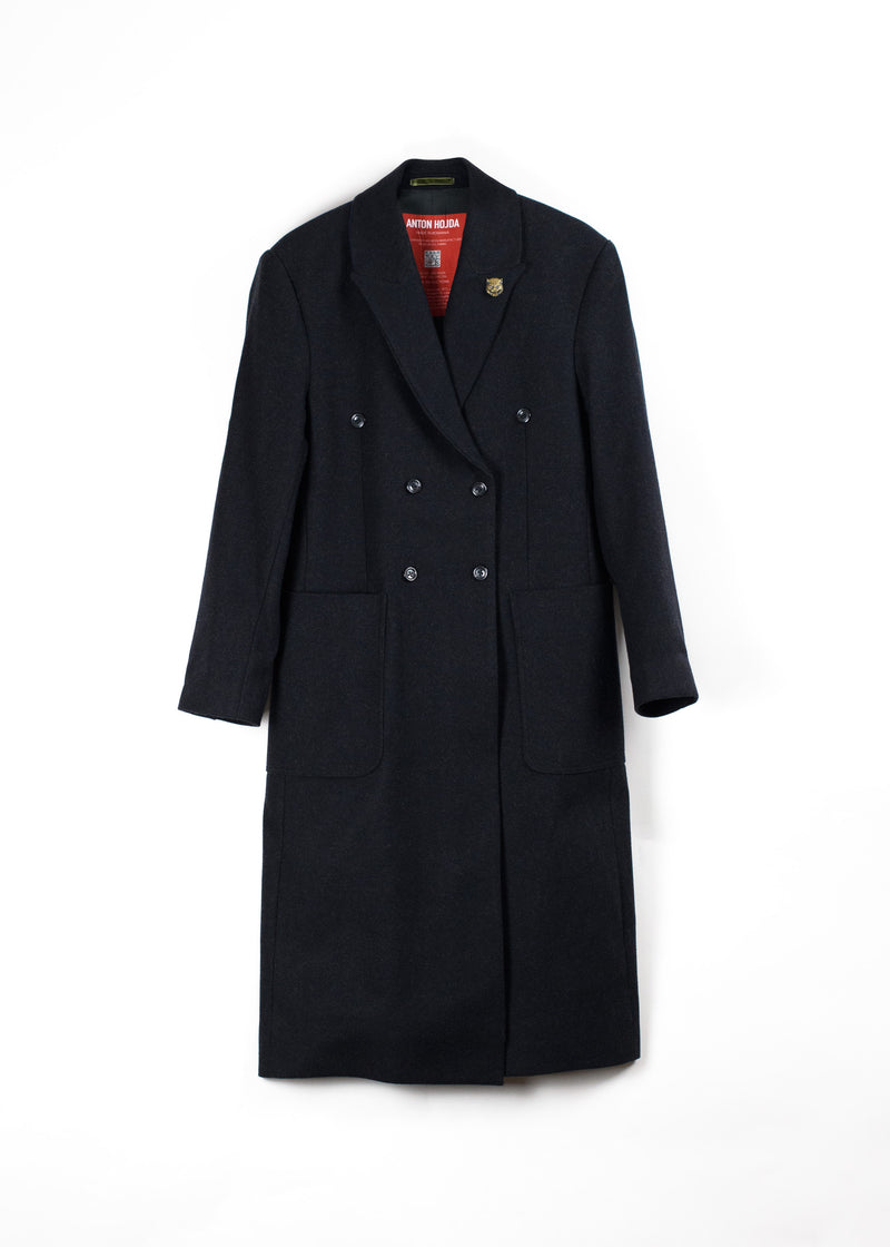 Double-breasted wool coat