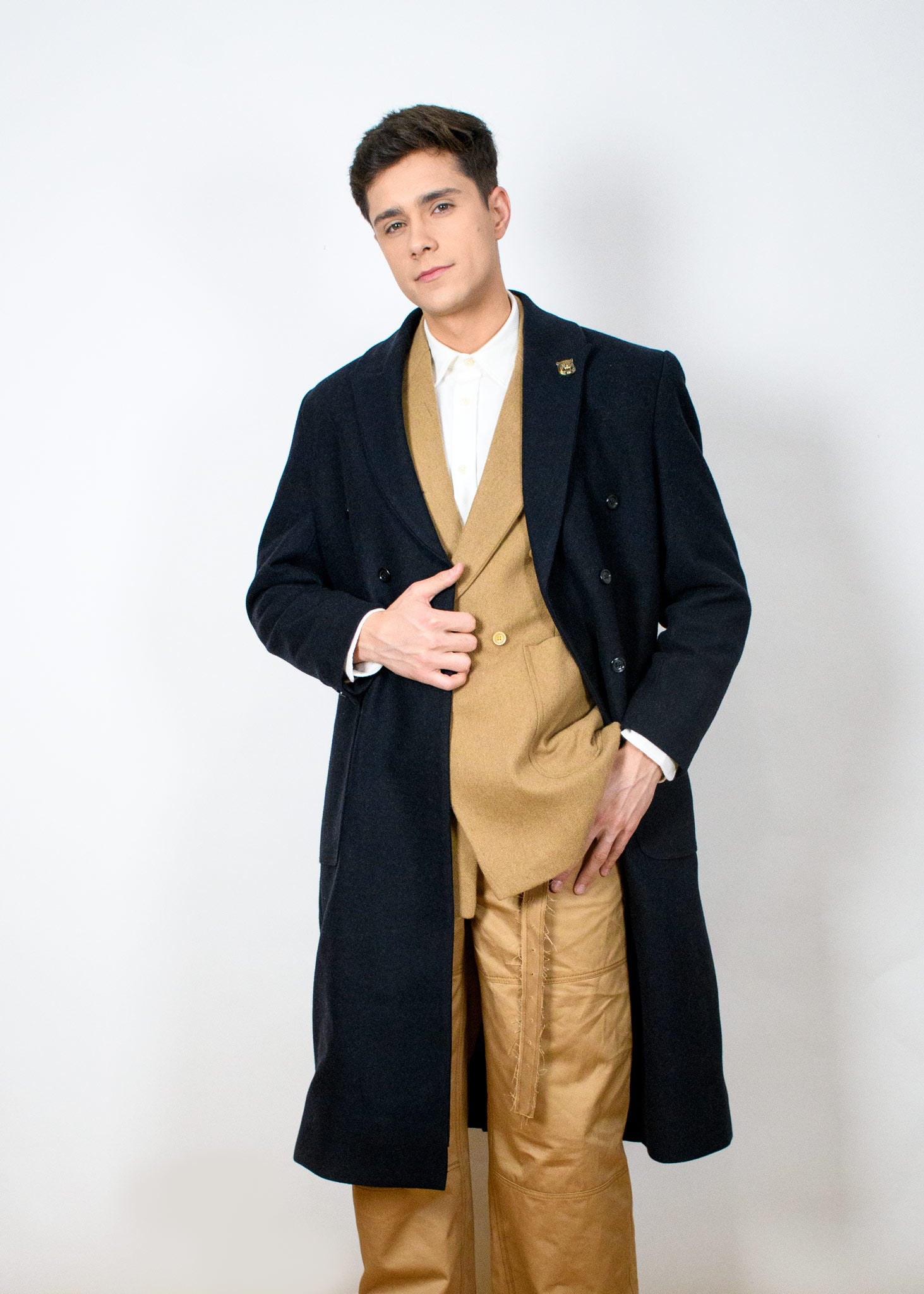 Double-breasted wool coat