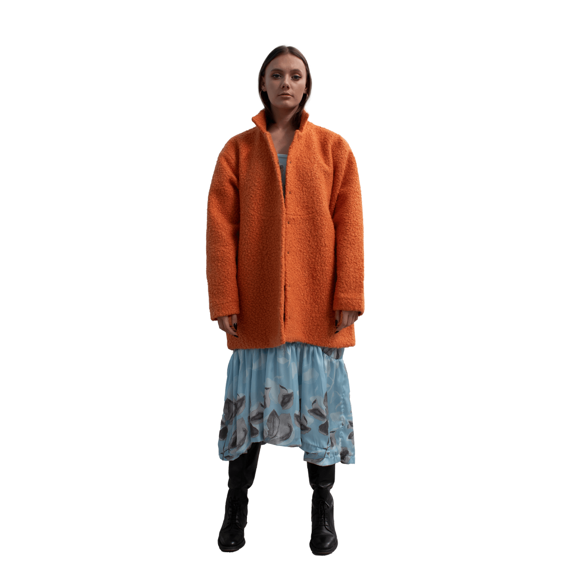 Oversized Curly Pumpkin Orange Coat - ANTON HOJDA | Official Store