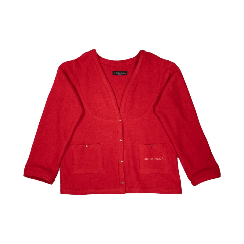 Red Boiled Wool Cardigan - ANTON HOJDA | Official Store