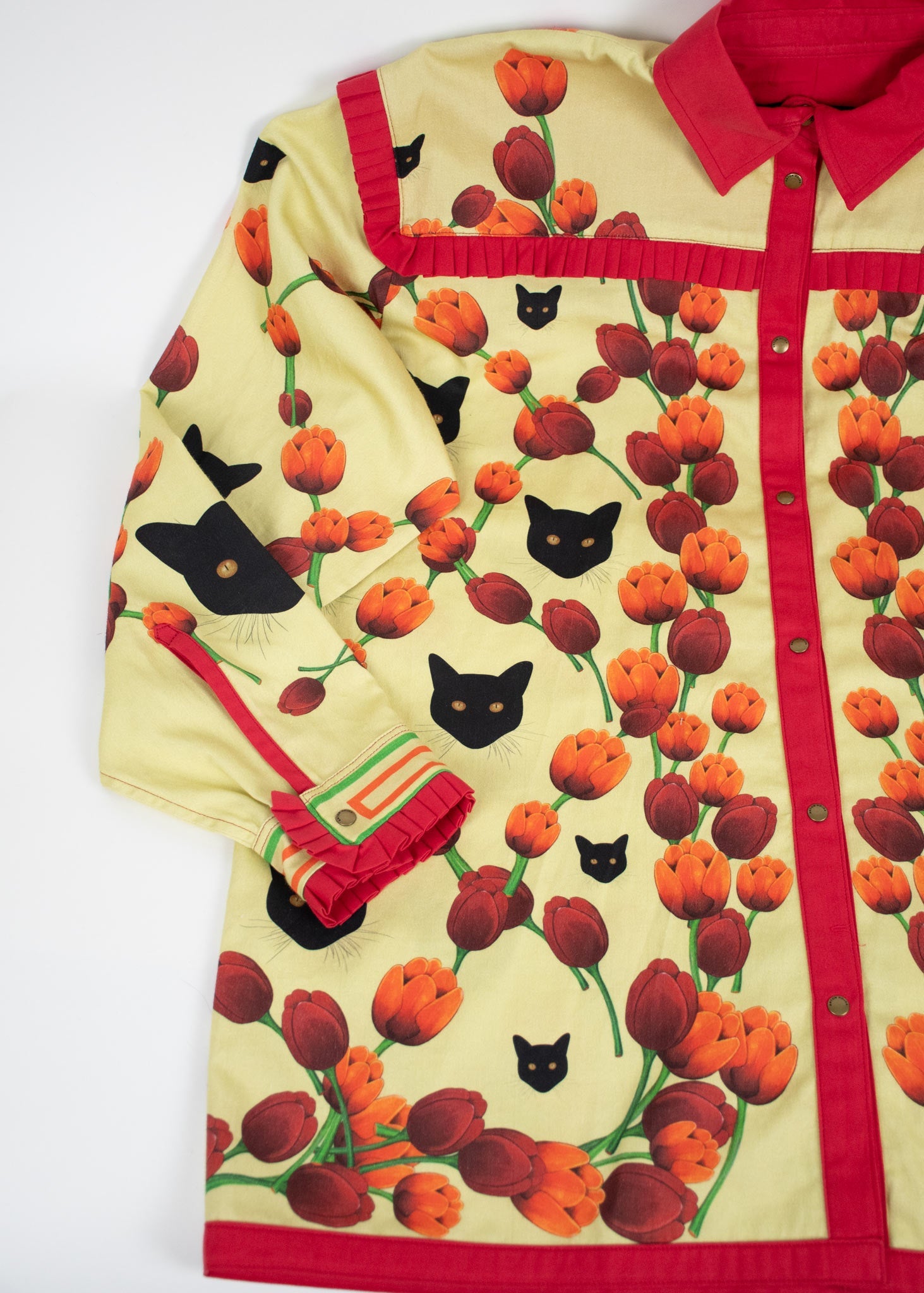 Red Ruffled Flora Shirt