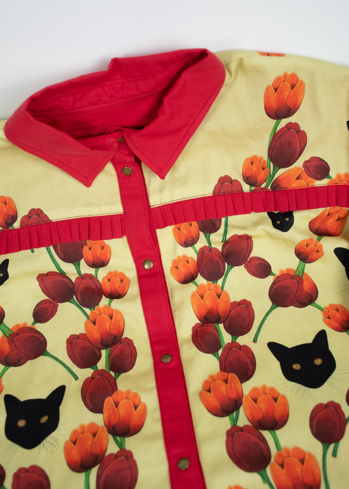 Red Ruffled Flora Shirt