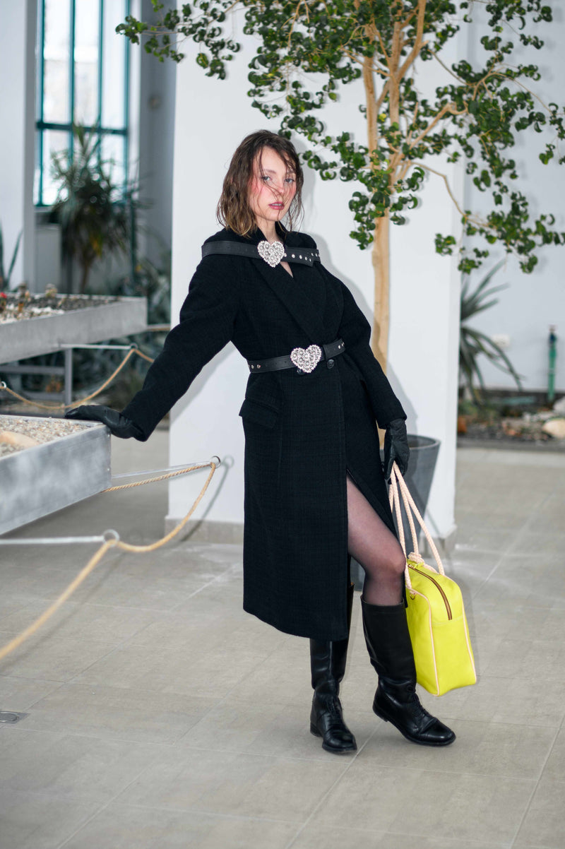 Double-breasted tweed coat