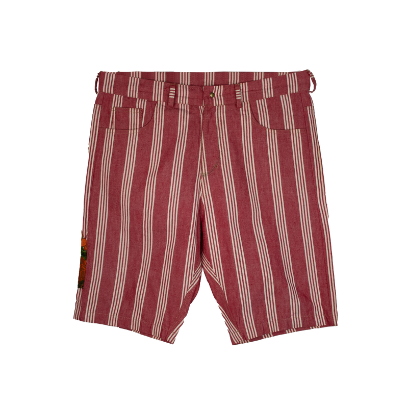 White and Red Stripped Cotton Shorts - ANTON HOJDA | Official Site