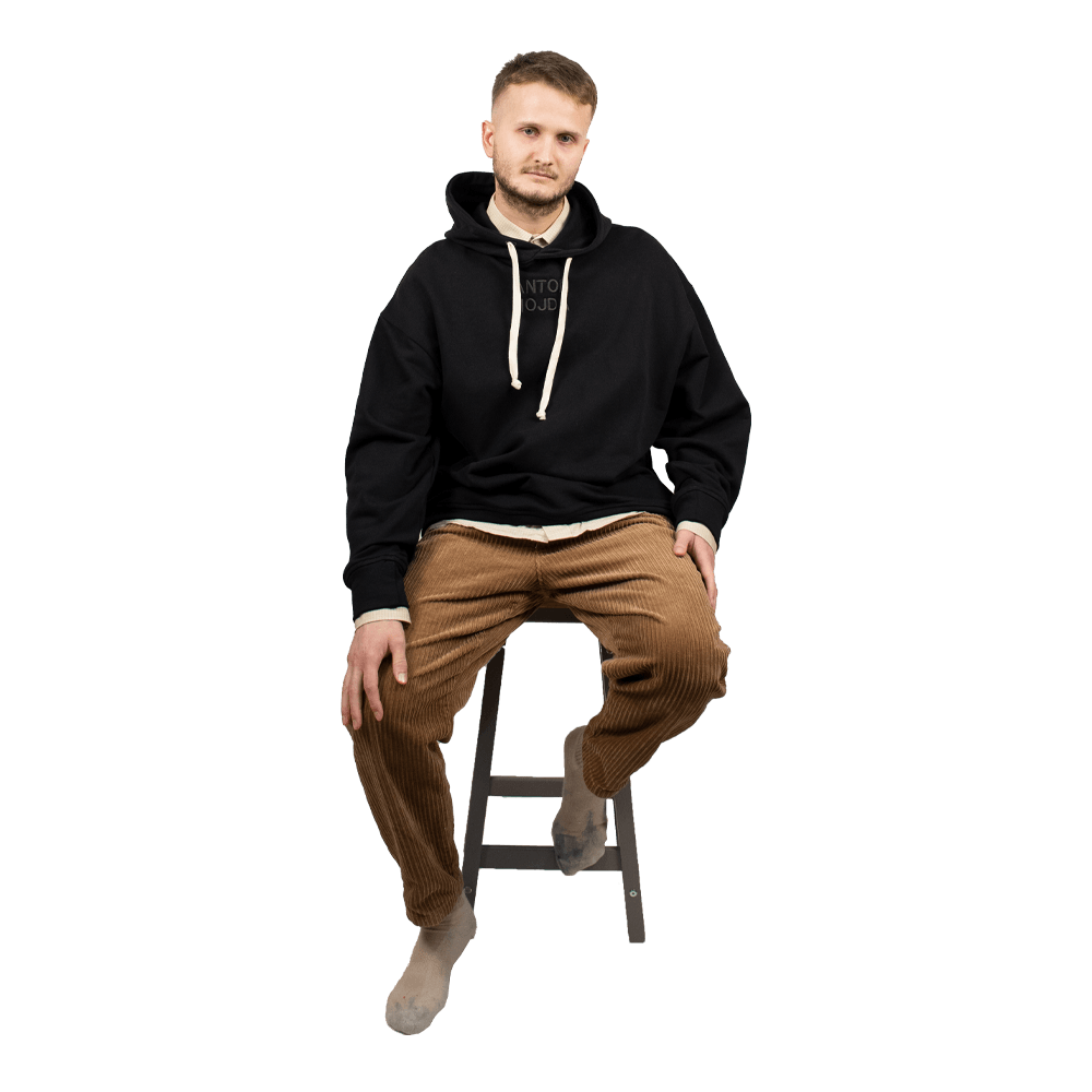 W/M Black Cotton AHoodie - ANTON HOJDA | Official Store